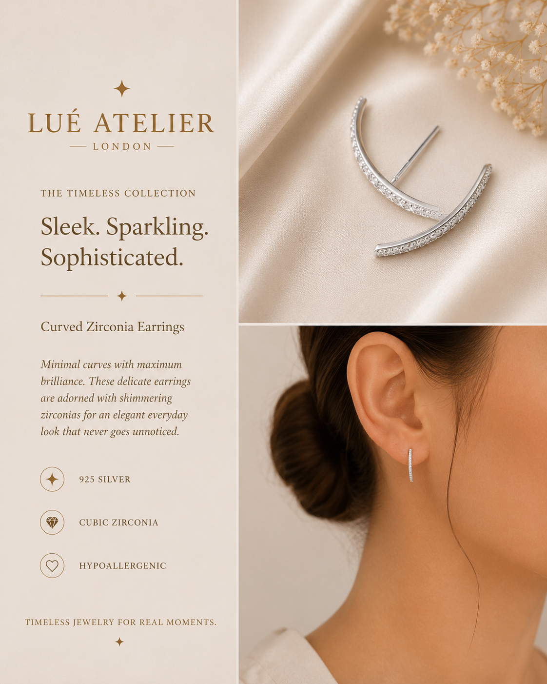 Zirconia Ear Hook Earrings