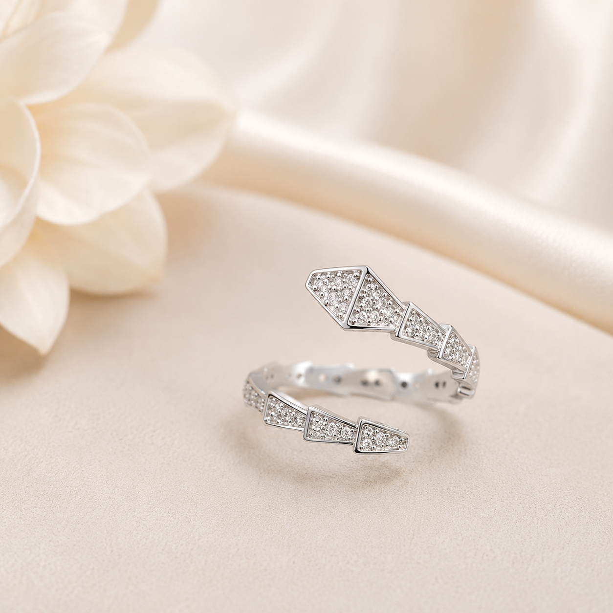 Crystal Serpent Adjustable Ring