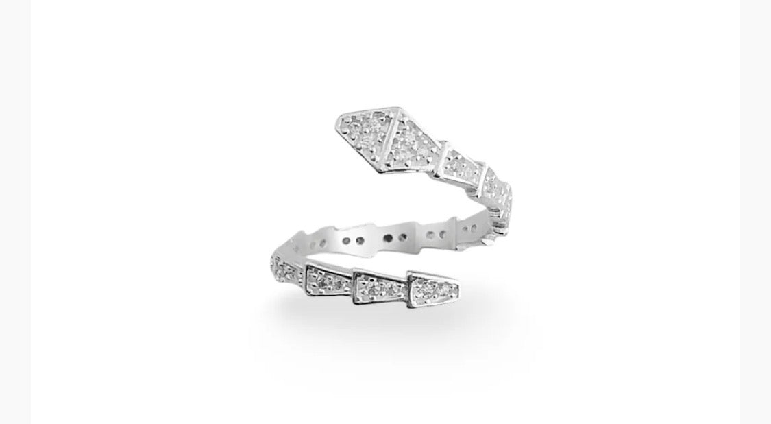 Crystal Serpent Adjustable Ring