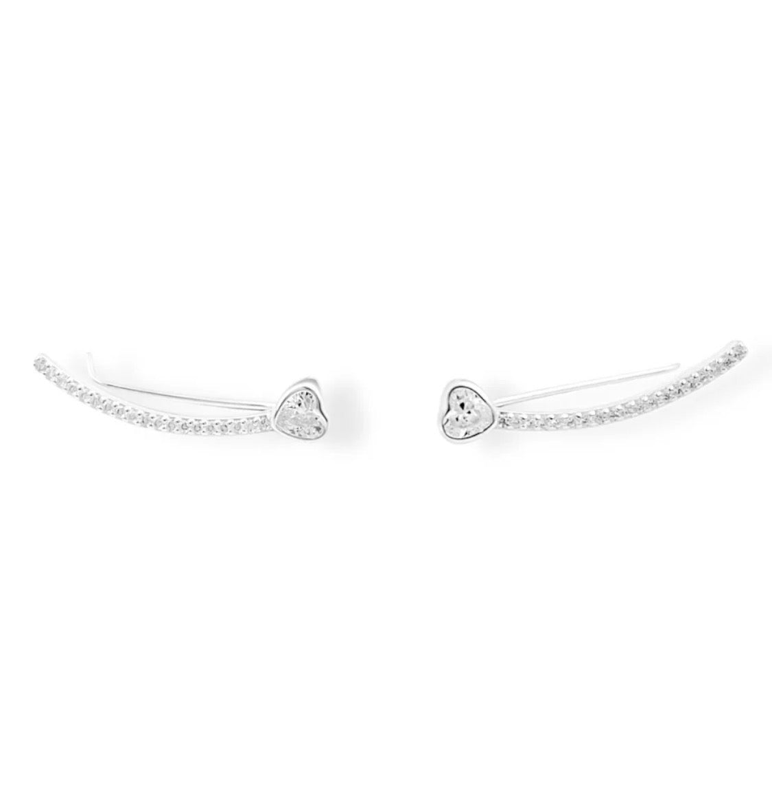 Heart Crystal Ear Climber Earrings
