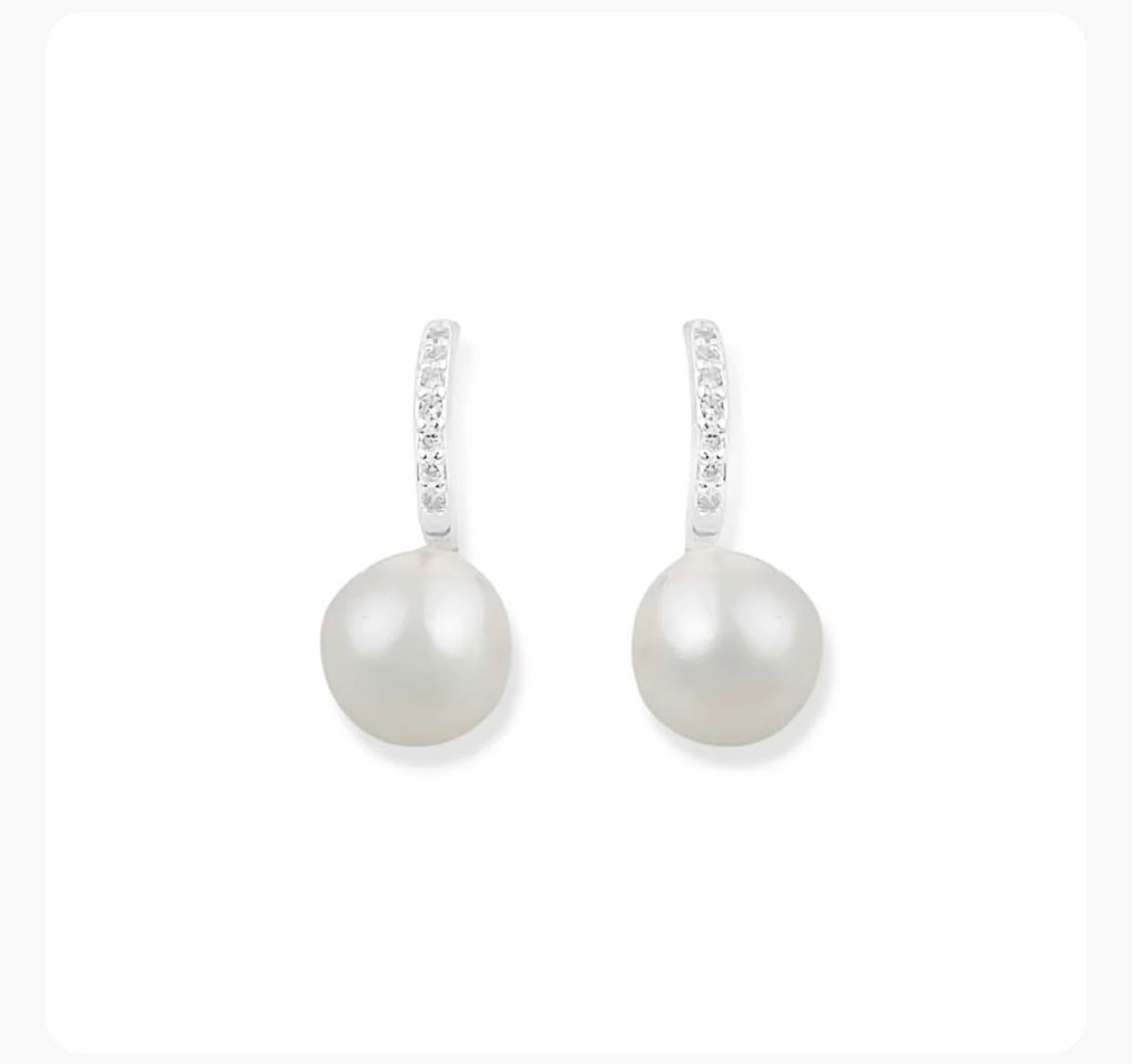 Pearl Pavé Huggie Earrings